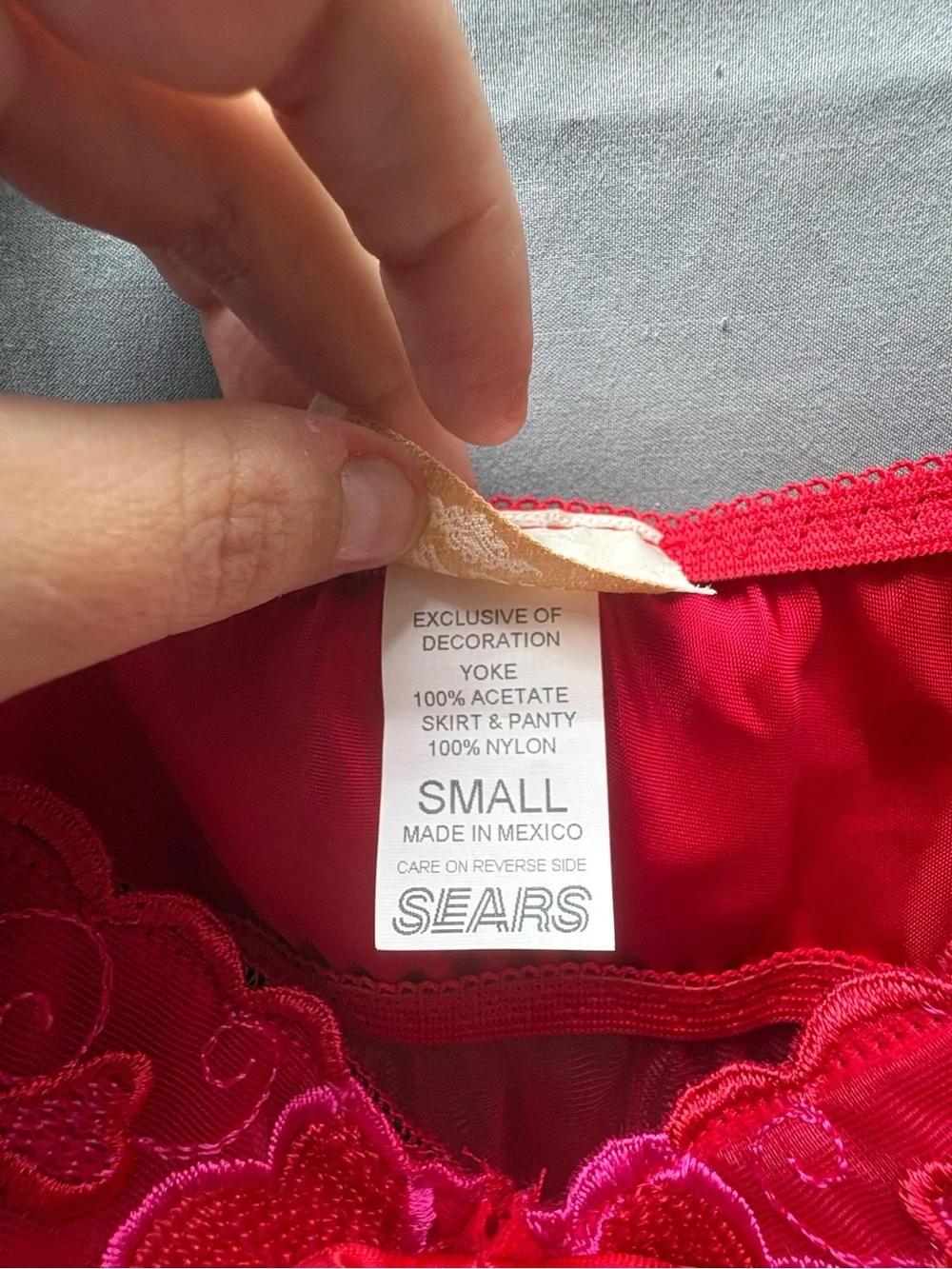 Vintage Lingerie Babydoll Top with Heart Embroidery Inner Most by Sears
